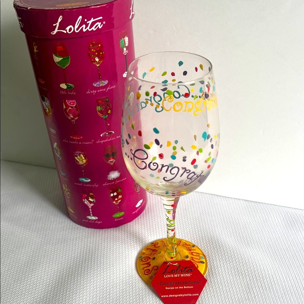Lolita Celebration Wine Glass with Multicolor Confetti